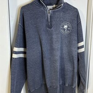 Casual Blue Zip-Up Sweater with Logo